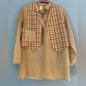 Vintage 2 Piece Blouse 2 Plaids Size M 50% Cotton/Poly Farmhouse Prairie…